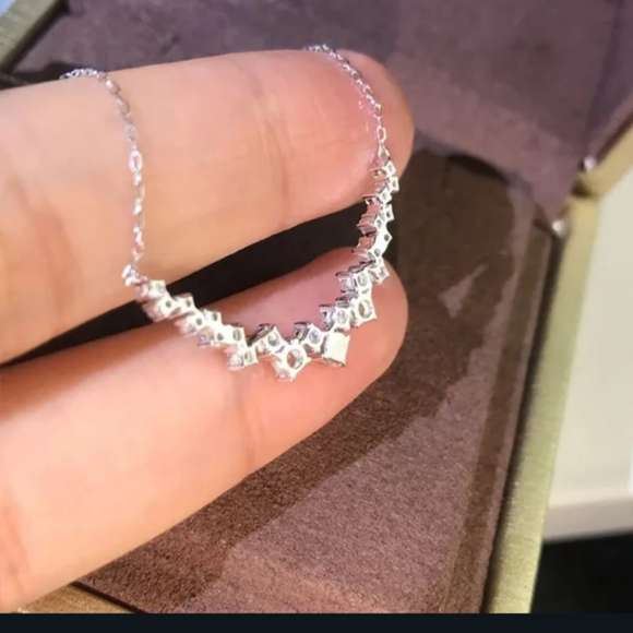 ✨️3 For $15✨️ Elegant Silver Crystal Bar Necklace - Picture 2 of 9